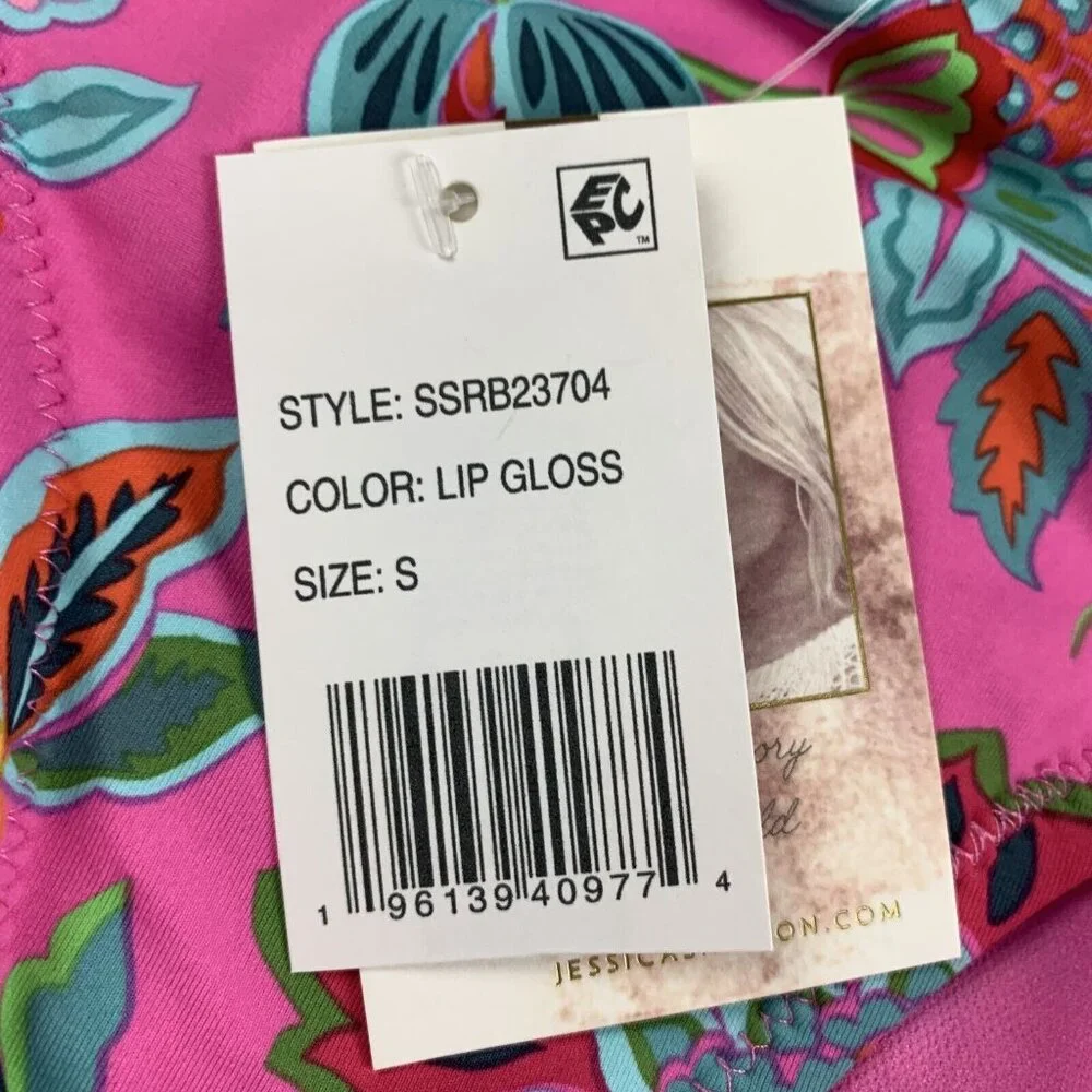 Jessica Simpson Side-Shirred Hipster Bottoms Womens Small Lip Gloss Floral Beach